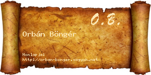 Orbán Böngér névjegykártya